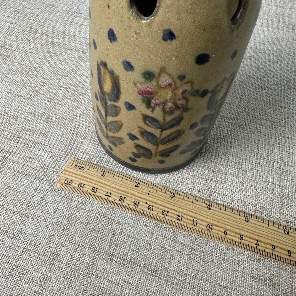Vintage Berkshire Pottery Flower Frog Vase Floral Stoneware 1970s - Picture 8 of 8